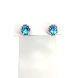 Natural Topaz Diamond Stud Earrings 14k W Gold 6.98 TCW Certified $3,950 311647